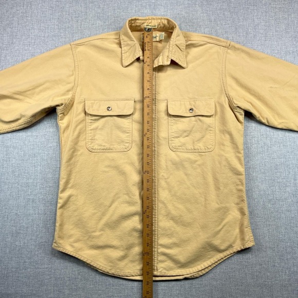 VTG 90s St Johns Bay Chamois Cloth Long Sleeve Button Up Shirt Men L Yellow USA - Picture 6 of 7